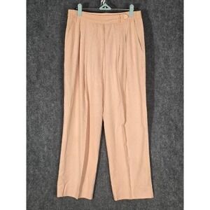 Sir James Womens Vintage Silk Pleated High Rise Trousers Peach Pink Sz 10 Work